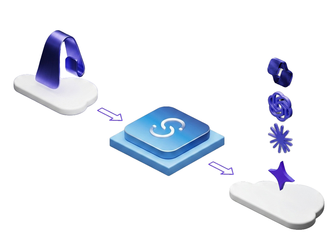 Schéma d'architecture Osmose : votre infrastructure, l'orchestrateur central, les modèles connectés